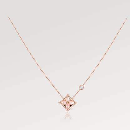 [AURORA]STAR PINK MOP 1 DIAMANT ROSGOLD HALSKETTE