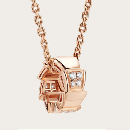 [AURORA]セルペンティペンダントダイヤモンドピンクゴールドネックレス