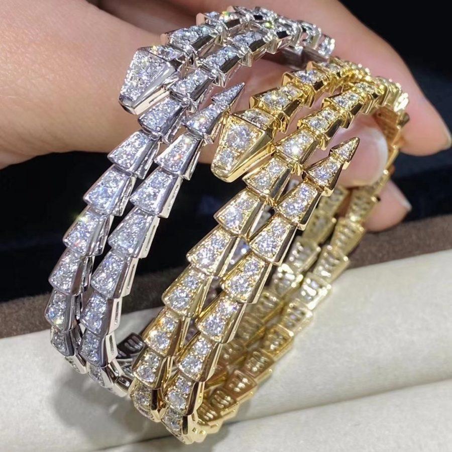 [AURORA]SERPENTI ARMBAND GOLD DIAMANT DOPPELREIHIG