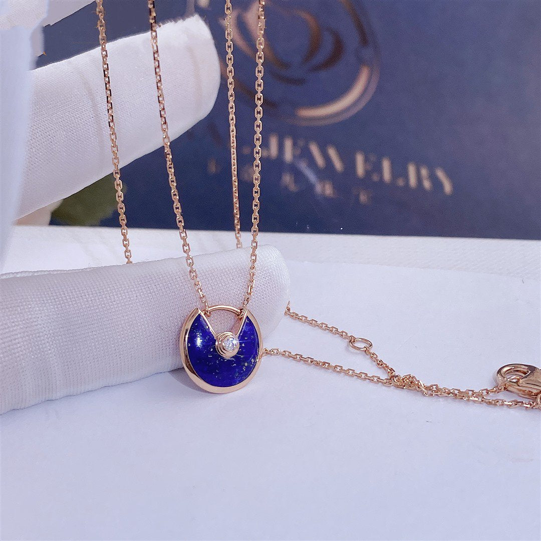 [AURORA]AMULETTE ROSE GOLD AGATE NECKLACE