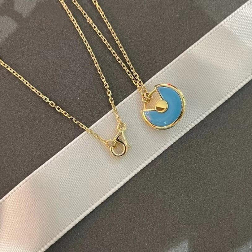 [AURORA]AMULETTE GOLD TURQUOISE NECKLACE