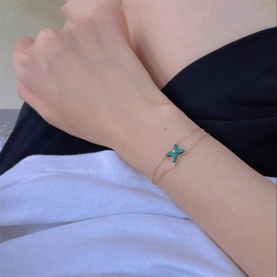 [AURORA]JEUX BRACELET MALACHITE PINK GOLD 1 DIAMOND