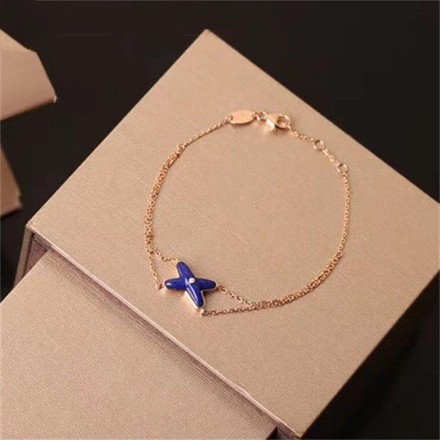 [AURORA]JEUX BRACELET BLUE AGATE PINK GOLD 1 DIAMOND