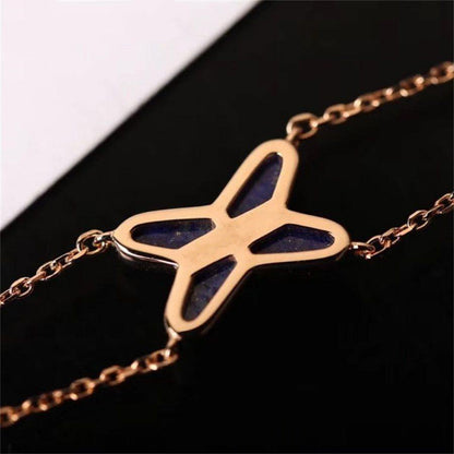 [AURORA]JEUX BRACELET BLUE AGATE PINK GOLD 1 DIAMOND