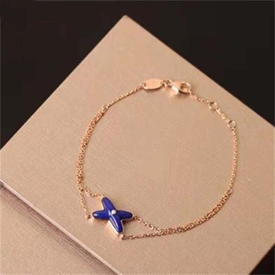 [AURORA]JEUX BRACELET BLUE AGATE PINK GOLD 1 DIAMOND