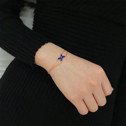 [AURORA]JEUX BRACELET BLUE AGATE PINK GOLD 1 DIAMOND