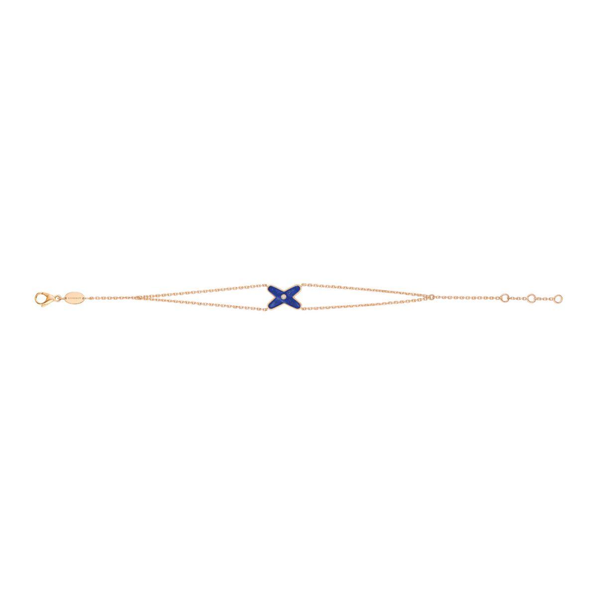 [AURORA]JEUX BRACELET BLUE AGATE PINK GOLD 1 DIAMOND