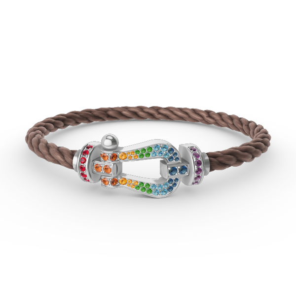 [AURORA]FORC LARGE HORSESHOE  COLORED DIAMOND BRACELET SILVER