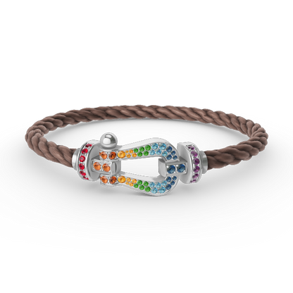 [AURORA]FORC LARGE HORSESHOE  COLORED DIAMOND BRACELET SILVER