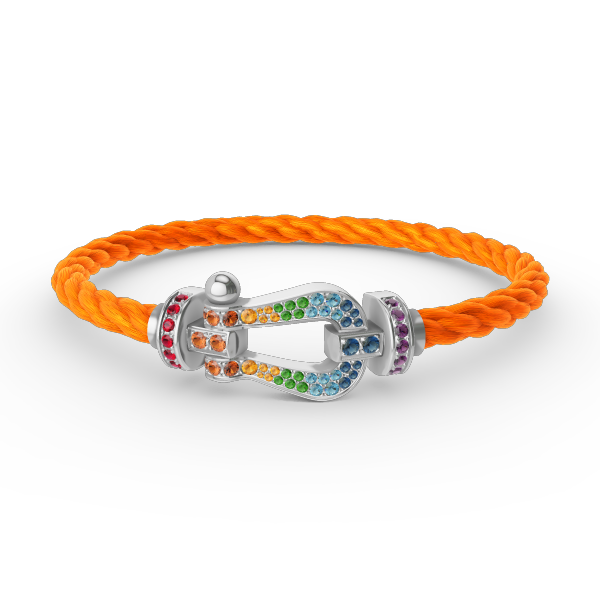 [AURORA]FORC LARGE HORSESHOE  COLORED DIAMOND BRACELET SILVER