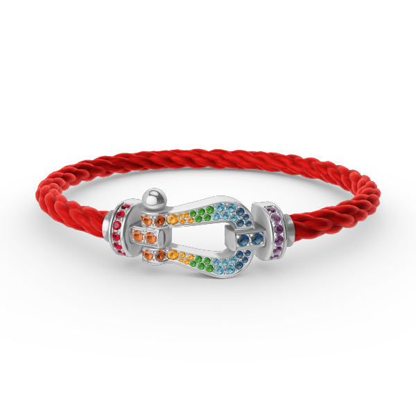 [AURORA]FORC LARGE HORSESHOE  COLORED DIAMOND BRACELET SILVER