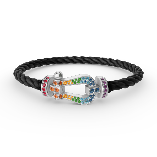 [AURORA]FORC LARGE HORSESHOE  COLORED DIAMOND BRACELET SILVER