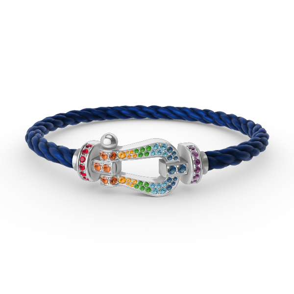 [AURORA]FORC LARGE HORSESHOE  COLORED DIAMOND BRACELET SILVER