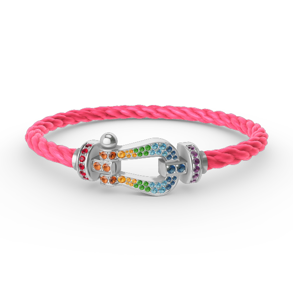 [AURORA]FORC LARGE HORSESHOE  COLORED DIAMOND BRACELET SILVER