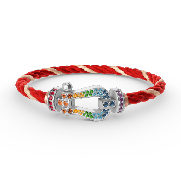 [AURORA]FORC LARGE HORSESHOE  COLORED DIAMOND BRACELET SILVER