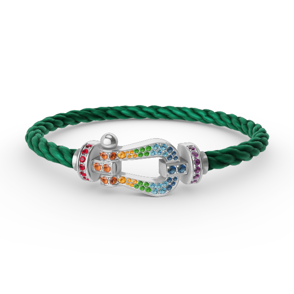 [AURORA]FORC LARGE HORSESHOE  COLORED DIAMOND BRACELET SILVER