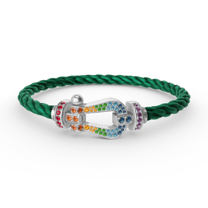 [AURORA]FORC LARGE HORSESHOE  COLORED DIAMOND BRACELET SILVER