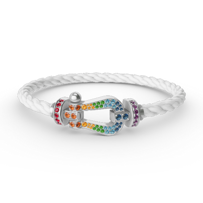 [AURORA]FORC LARGE HORSESHOE  COLORED DIAMOND BRACELET SILVER