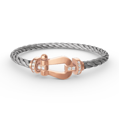 [AURORA]FORCE LARGE HORSESHOE HALF DIAMOND BRACELET ROSE GOLD
