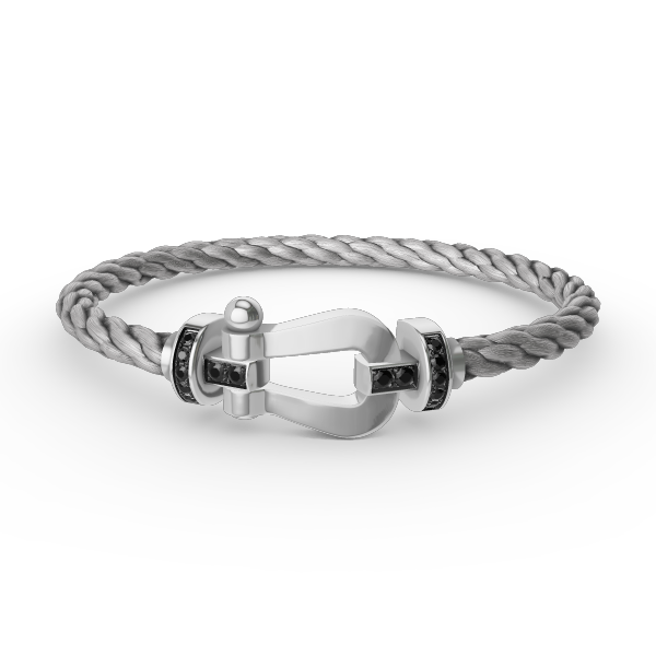 [AURORA]フォース ラージホースシュー ブラックダイヤモンドブレスレット シルバー