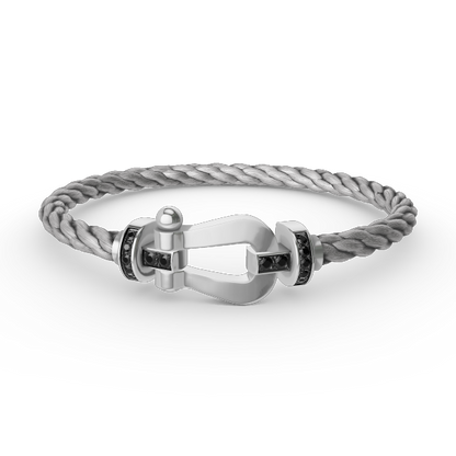 [AURORA]フォース ラージホースシュー ブラックダイヤモンドブレスレット シルバー