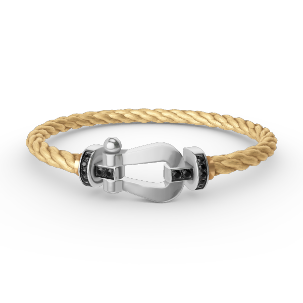 [AURORA]フォース ラージホースシュー ブラックダイヤモンドブレスレット シルバー