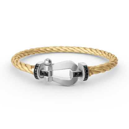 [AURORA]フォース ラージホースシュー ブラックダイヤモンドブレスレット シルバー