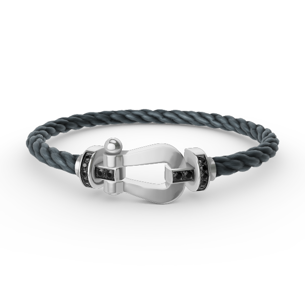 [AURORA]フォース ラージホースシュー ブラックダイヤモンドブレスレット シルバー