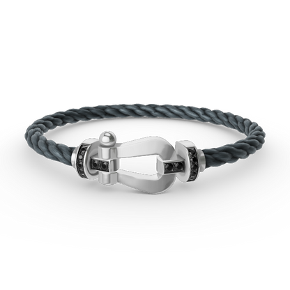 [AURORA]フォース ラージホースシュー ブラックダイヤモンドブレスレット シルバー
