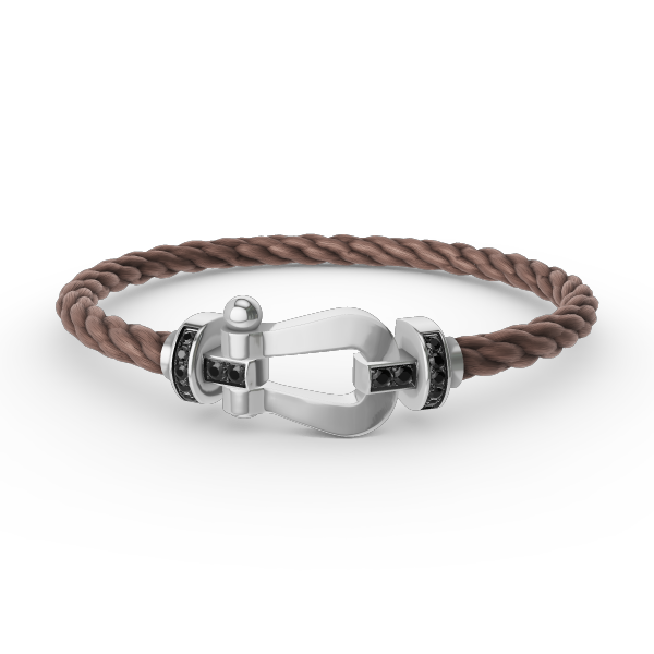 [AURORA]フォース ラージホースシュー ブラックダイヤモンドブレスレット シルバー