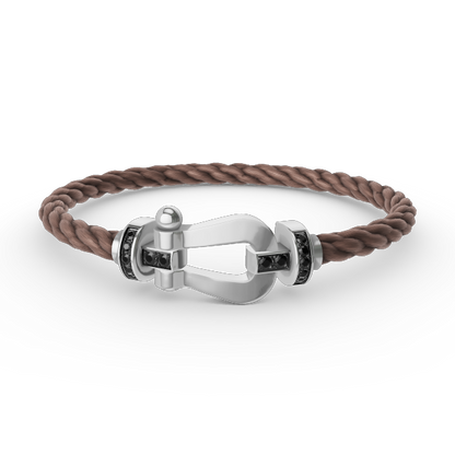 [AURORA]フォース ラージホースシュー ブラックダイヤモンドブレスレット シルバー