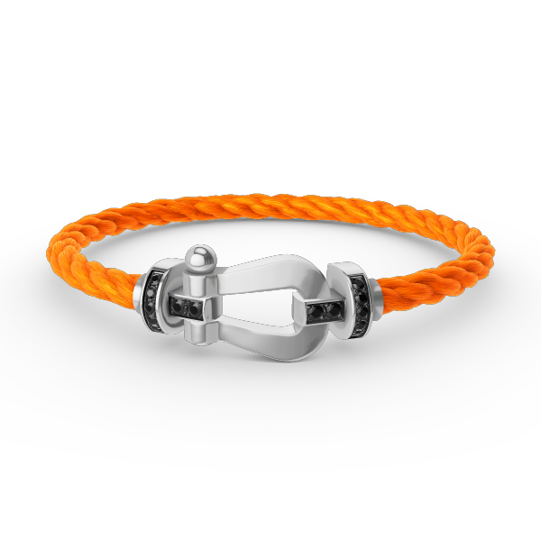 [AURORA]フォース ラージホースシュー ブラックダイヤモンドブレスレット シルバー