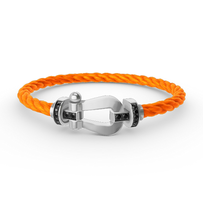 [AURORA]フォース ラージホースシュー ブラックダイヤモンドブレスレット シルバー