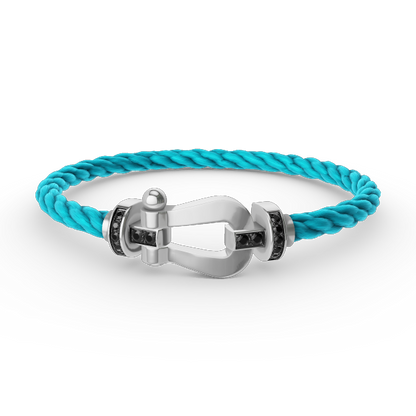 [AURORA]フォース ラージホースシュー ブラックダイヤモンドブレスレット シルバー