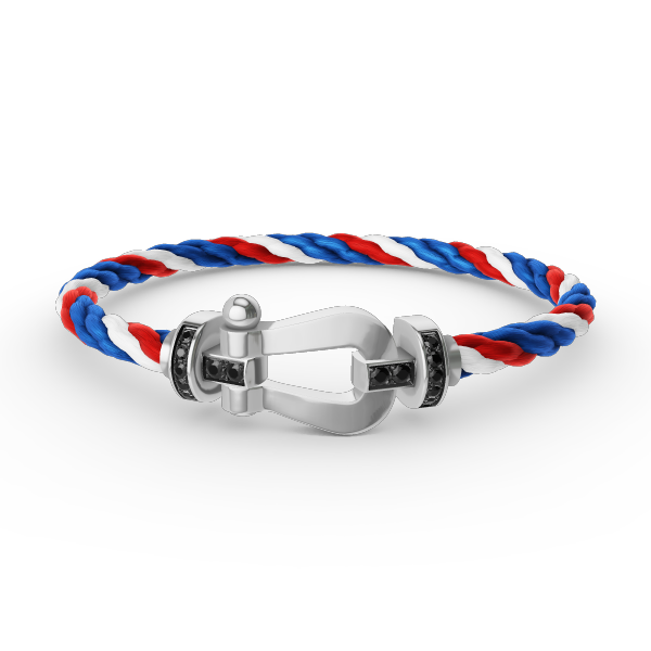 [AURORA]フォース ラージホースシュー ブラックダイヤモンドブレスレット シルバー