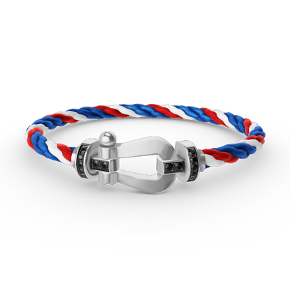 [AURORA]フォース ラージホースシュー ブラックダイヤモンドブレスレット シルバー