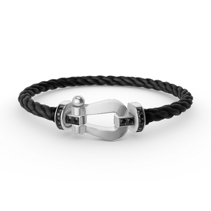 [AURORA]フォース ラージホースシュー ブラックダイヤモンドブレスレット シルバー