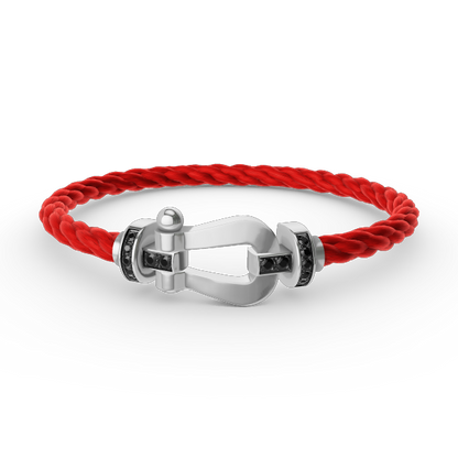 [AURORA]フォース ラージホースシュー ブラックダイヤモンドブレスレット シルバー