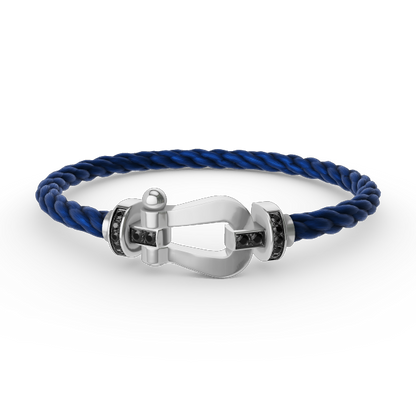 [AURORA]フォース ラージホースシュー ブラックダイヤモンドブレスレット シルバー