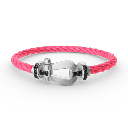 [AURORA]フォース ラージホースシュー ブラックダイヤモンドブレスレット シルバー