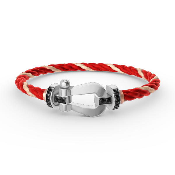 [AURORA]フォース ラージホースシュー ブラックダイヤモンドブレスレット シルバー
