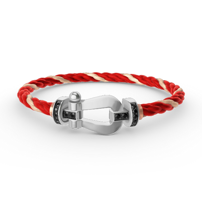 [AURORA]フォース ラージホースシュー ブラックダイヤモンドブレスレット シルバー