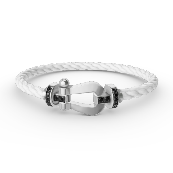 [AURORA]フォース ラージホースシュー ブラックダイヤモンドブレスレット シルバー