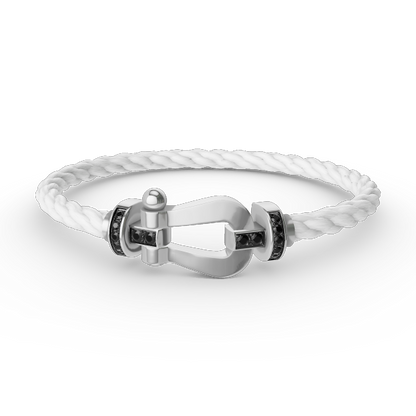 [AURORA]フォース ラージホースシュー ブラックダイヤモンドブレスレット シルバー
