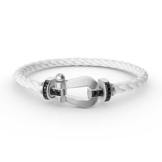 [AURORA]FORCE LARGE HORSESHOE BLACK DIAMOND BRACELET SILVER