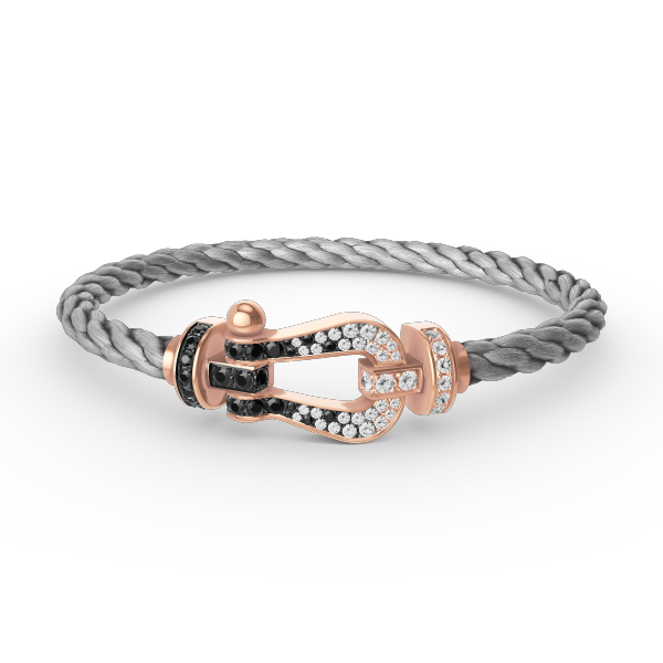 [AURORA]FORCE LARGE HORSESHOE BLACK WHITE DIAMOND BRACELET ROSE GOLD