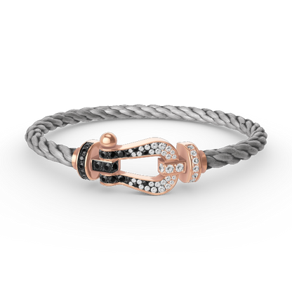 [AURORA]FORCE LARGE HORSESHOE BLACK WHITE DIAMOND BRACELET ROSE GOLD