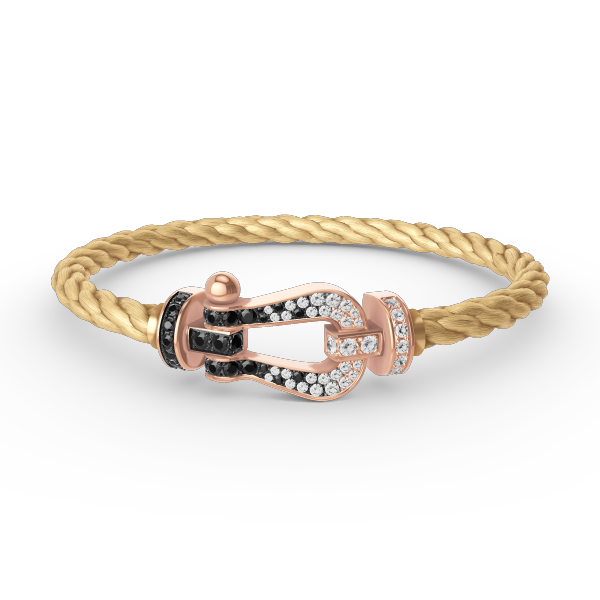 [AURORA]FORCE LARGE HORSESHOE BLACK WHITE DIAMOND BRACELET ROSE GOLD