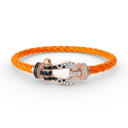 [AURORA]FORCE LARGE HORSESHOE BLACK WHITE DIAMOND BRACELET ROSE GOLD