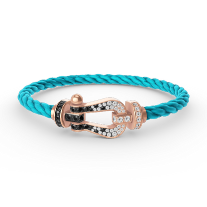 [AURORA]FORCE LARGE HORSESHOE BLACK WHITE DIAMOND BRACELET ROSE GOLD